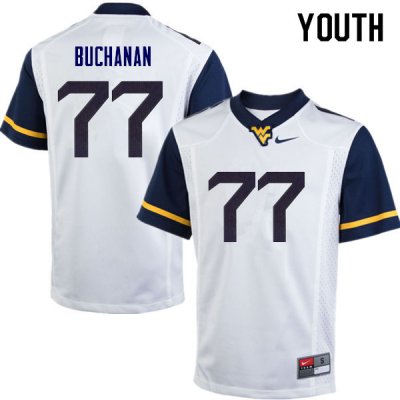 Youth West Virginia Mountaineers NCAA #77 Daniel Buchanan White Authentic Nike Stitched College Football Jersey AD15X62SA